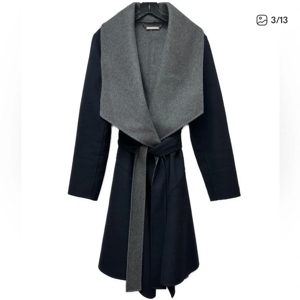 Diane Von Furstenberg Black and Gray Pea Coat - Picture 3 of 5
